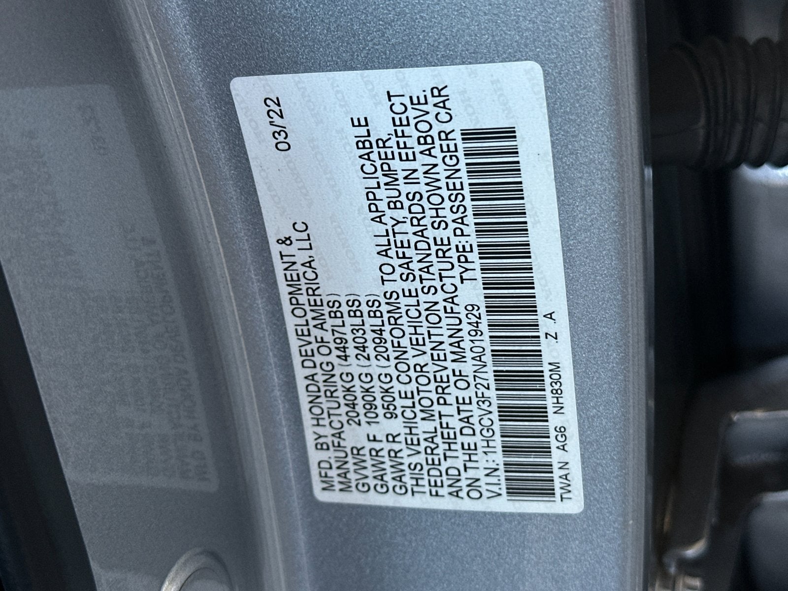 2022 Honda Accord Hybrid Sport