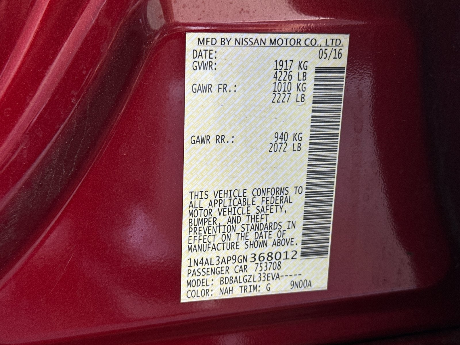 2016 Nissan Altima 2.5 S