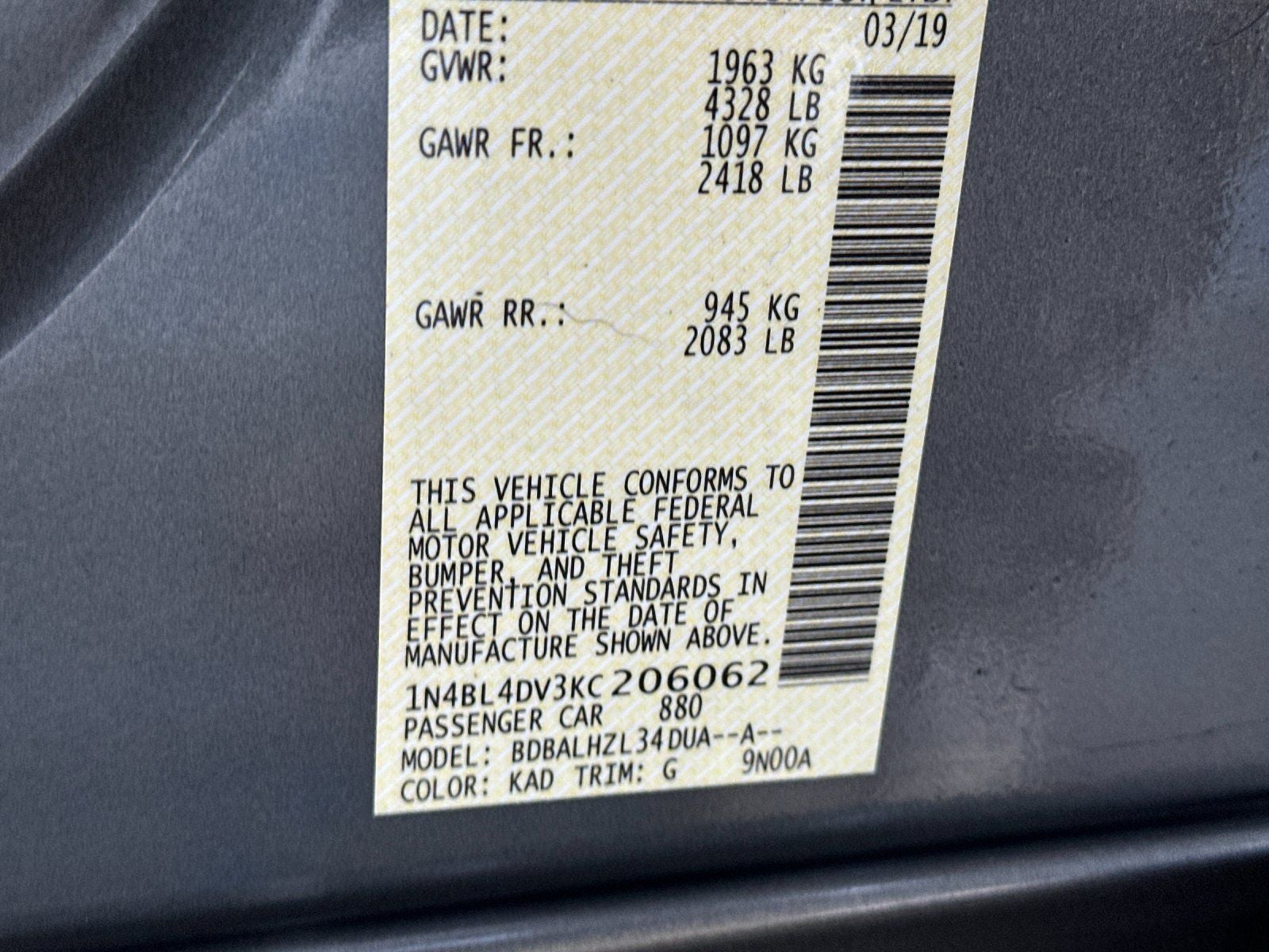 2019 Nissan Altima 2.5 SV
