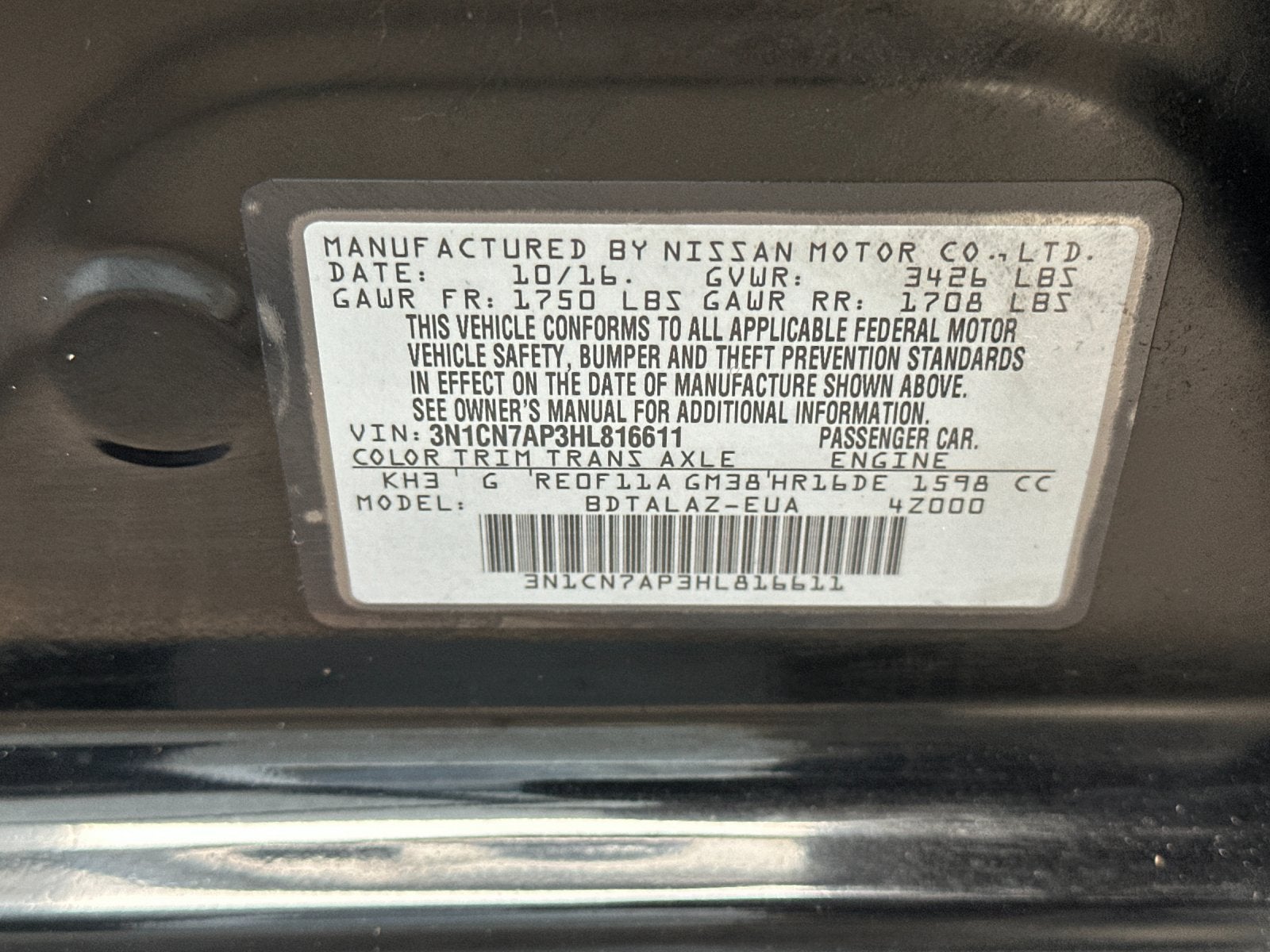 2017 Nissan Versa 1.6 S Plus